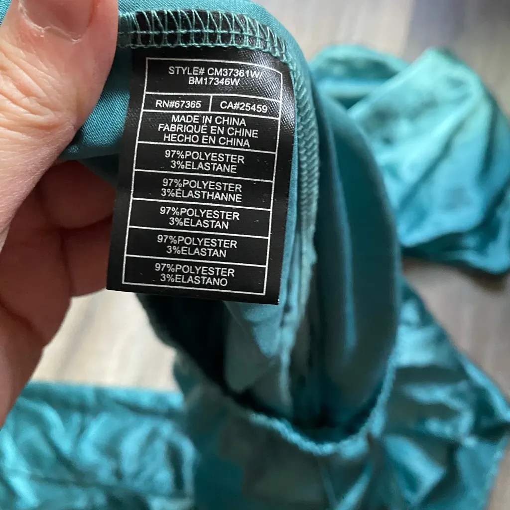 BB Dakota Teal Satin Lounge Set Short Sleeve Top Wide Leg Pants Size Medium NWOT - Image 7