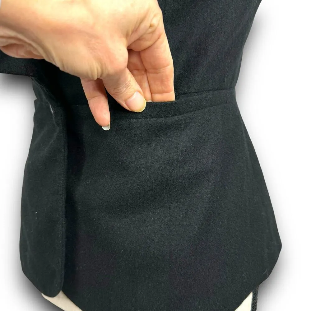 Anthropologie Tabitha Falling In Love Black Wool Blend Vest Ruffle Vneck Size 4 - Image 6