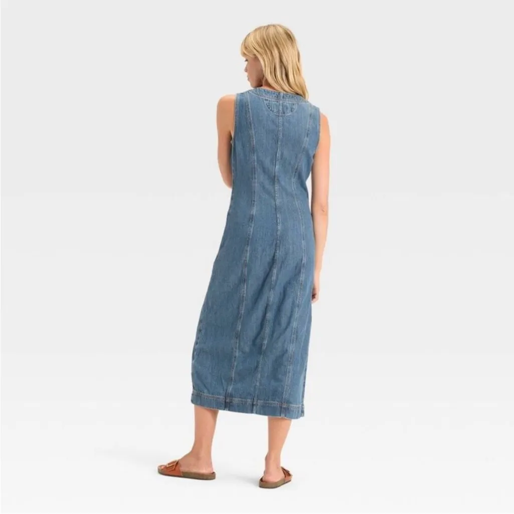 Women's Denim Button-Down Ankle Dress - Universal  Medium Wash - Image 2