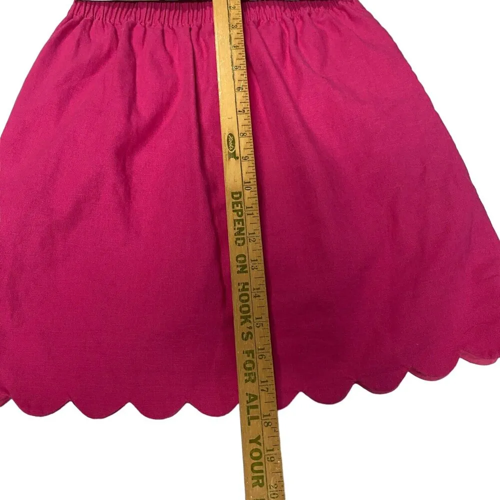 J.Crew Factory Skirt Womens 00 Pink Scalloped Hem Linen Blend Gauze Pockets - Image 8