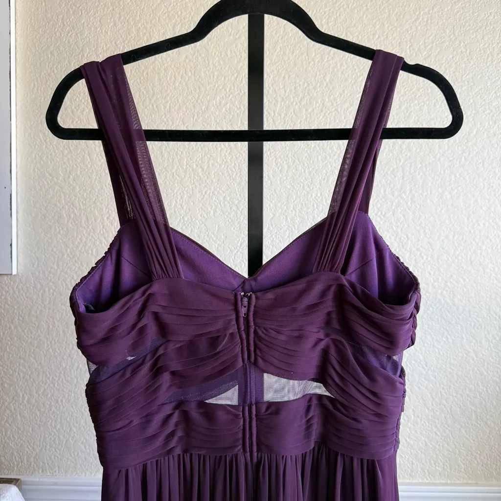 Eva Plum Purple Formal Gown Women’s Large Bridesmaid Prom Evening Chiffon Dress - Image 4