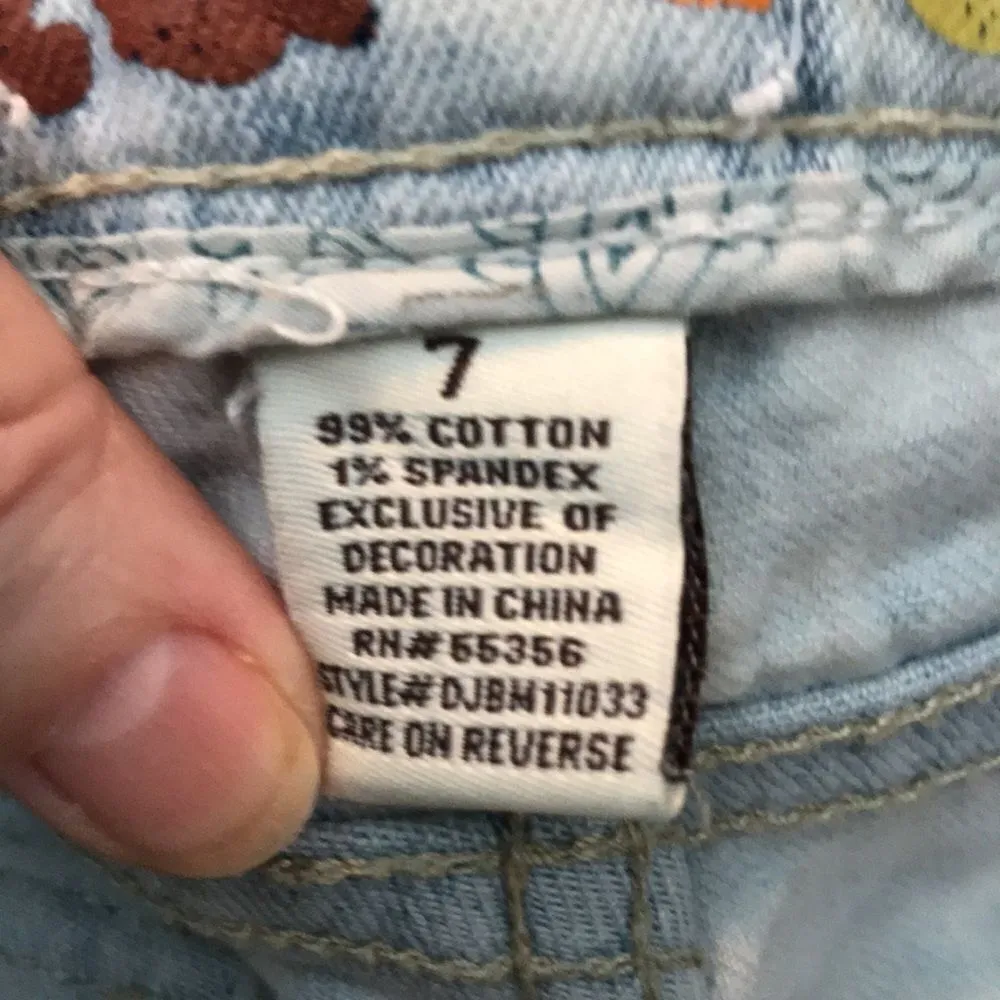 Mudd Distressed Ripped Shortie Jean Shorts Blue 7 - Image 5