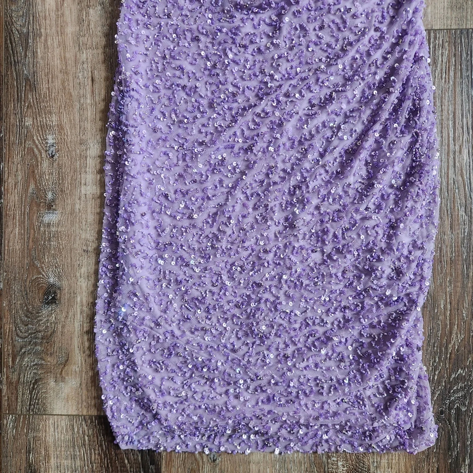 Retrofete Mich Sequin Dress Purple Size XS Sleeveless Cowl Neck - Image 5