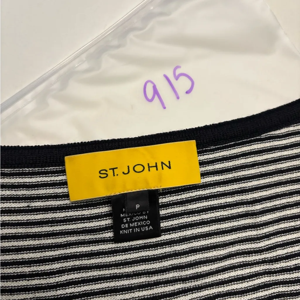 St John Wool Blend Black White Striped Tank Top Size P Small Petite Shell Luxury - Image 7