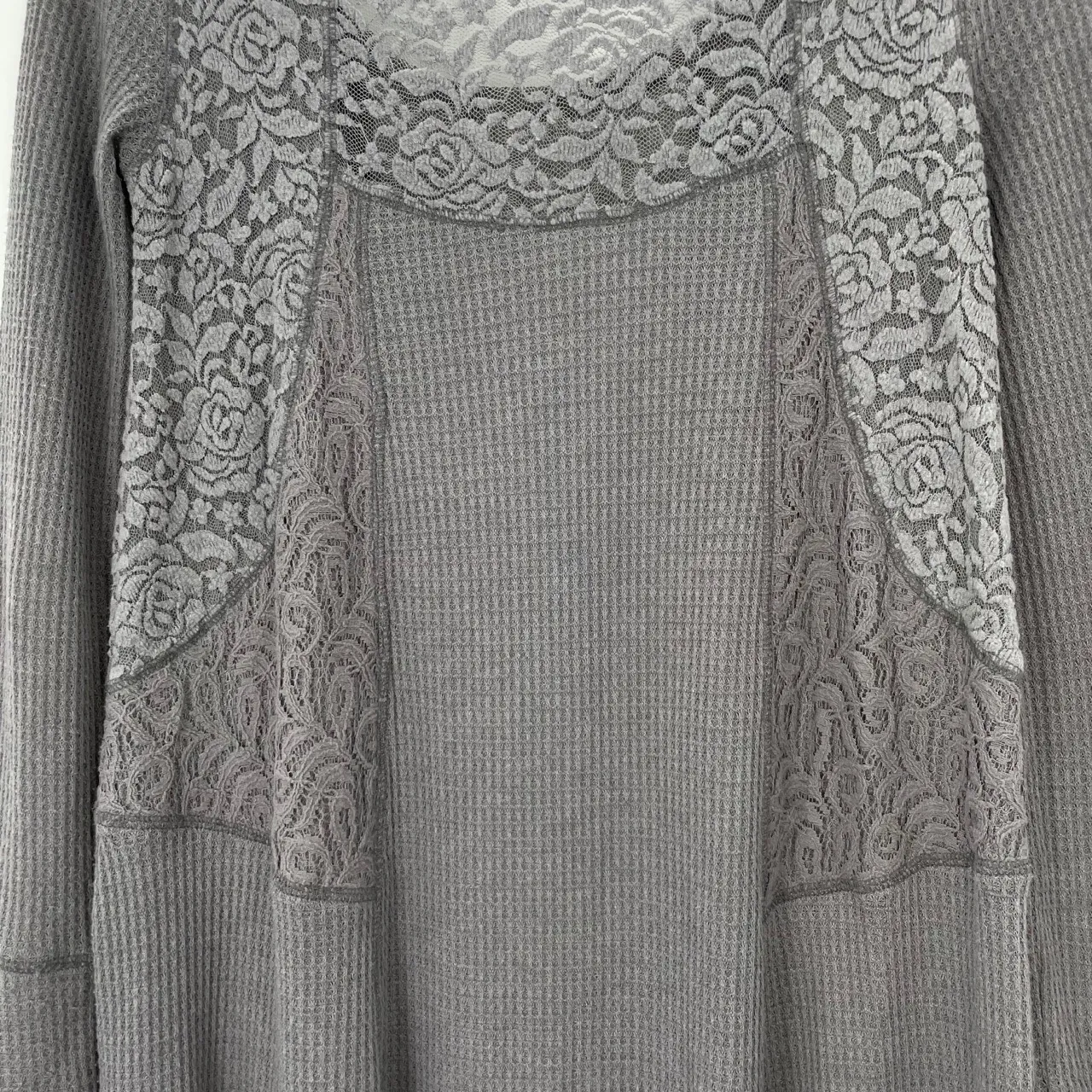 Anthropologie Eloise Women's Gray Gwyneira Waffle Knit Thermal Tunic Top Size XS - Image 13
