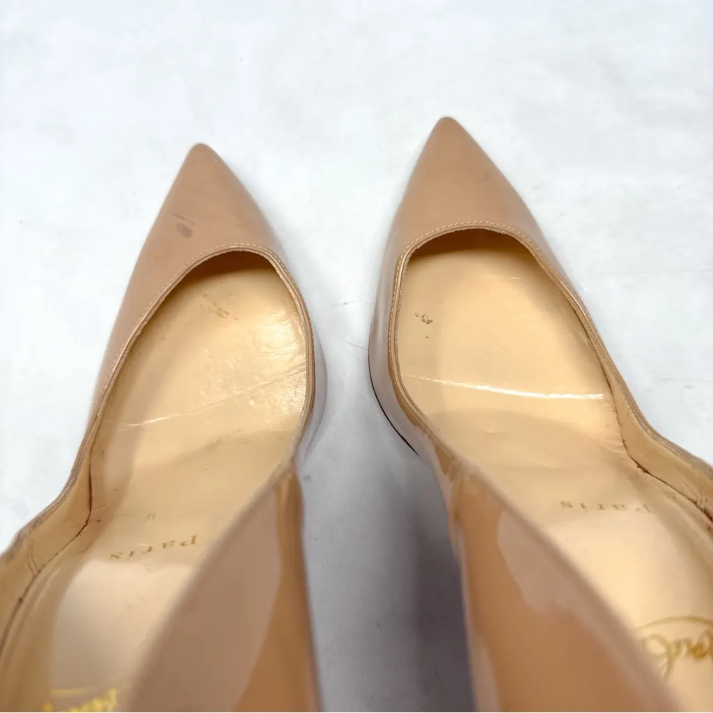 Christian Louboutin So Kate 120 Patent Leather Pointed Toe Pumps Heels Nude 38.5 - Image 5