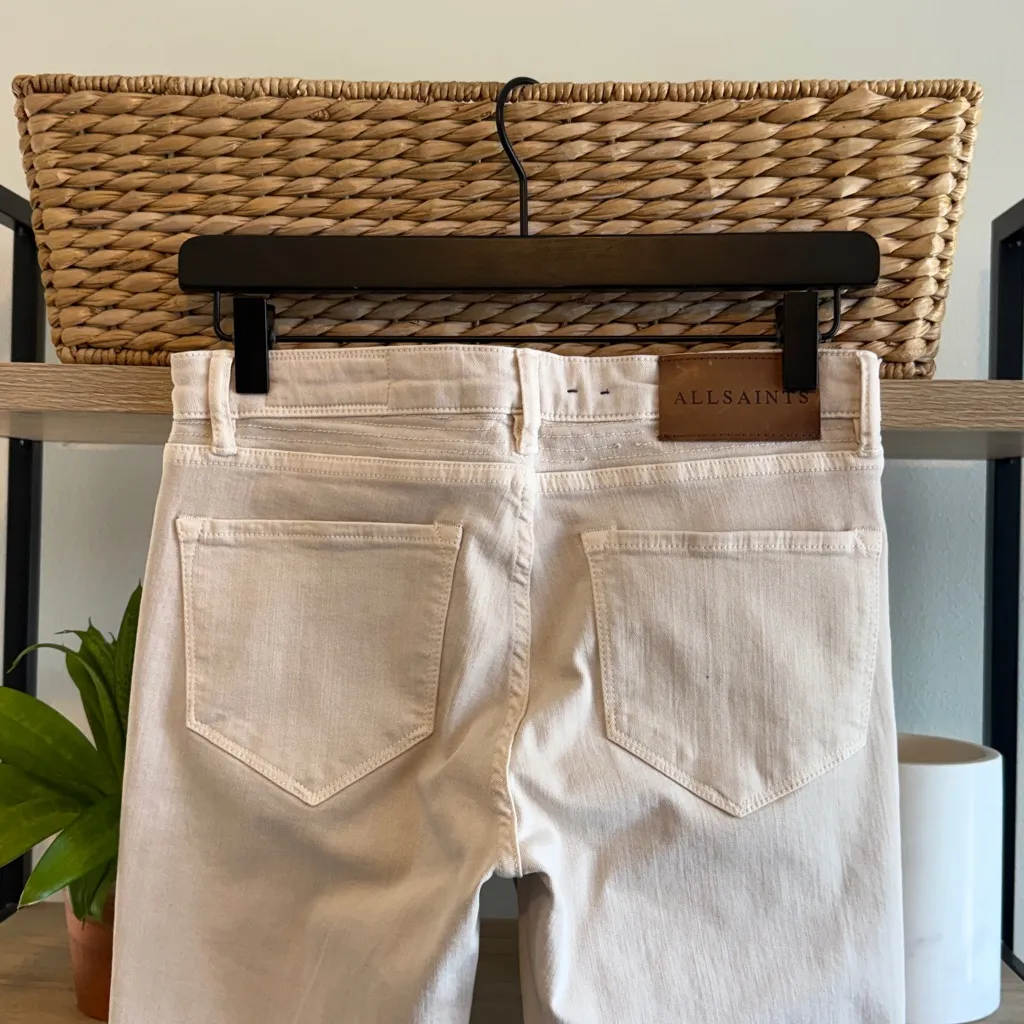 All Saints Nude Biker Fit Mid-Rise Skinny Jeans, 28 - Image 6