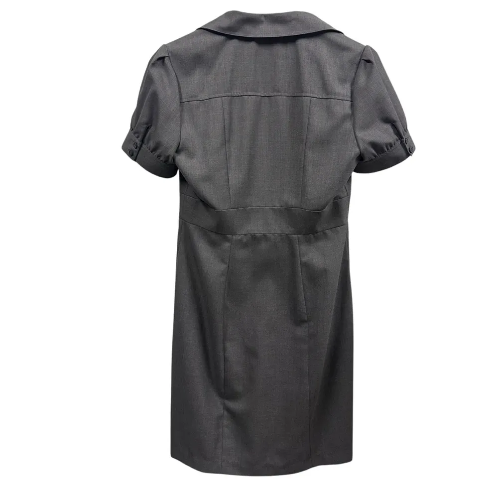 Calvin Klein Gray Button Up Short Sleeve Collared Midi Shirt Dress 10 Petite - Image 6