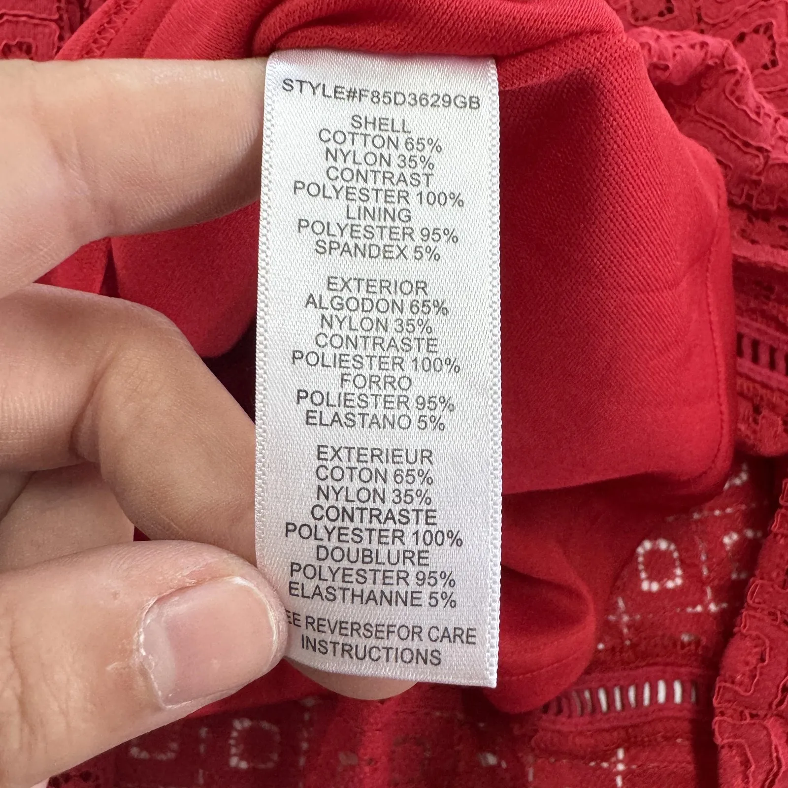 Adelyn Rae Dress Womens Extra Small Red Sleeveless Fit Flare Crochet Lace Lined - Image 4