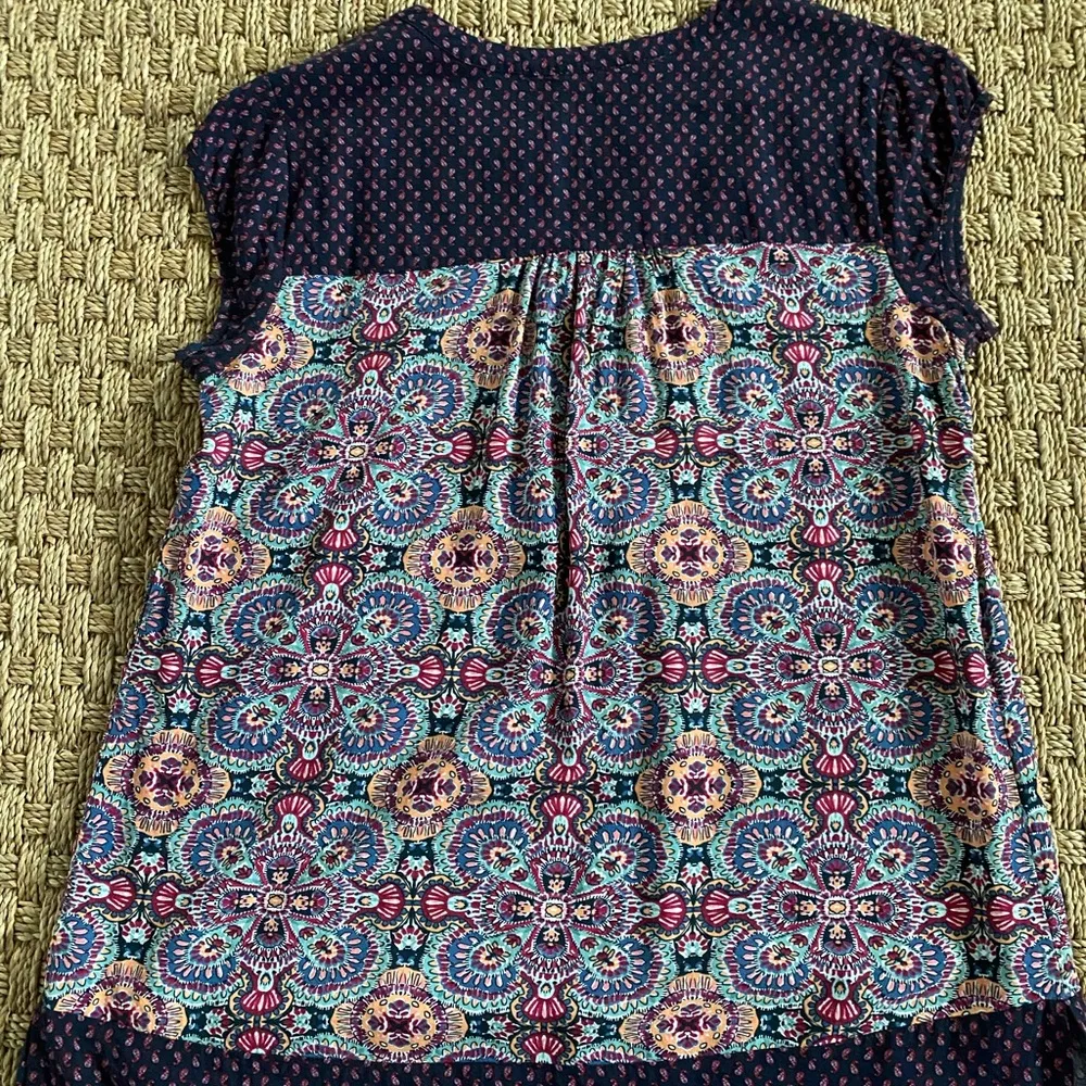 DR2 Daniel Rainn small multicolored patterned Blouse boho bohemian Blue - Image 6