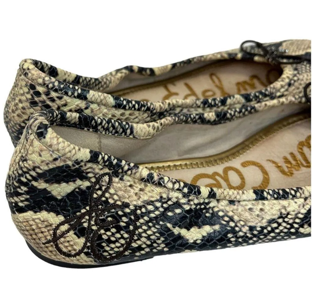 Sam Edelman Felicia Leather Snake Reptile Ballet Flats Black Tan 7 - Image 3
