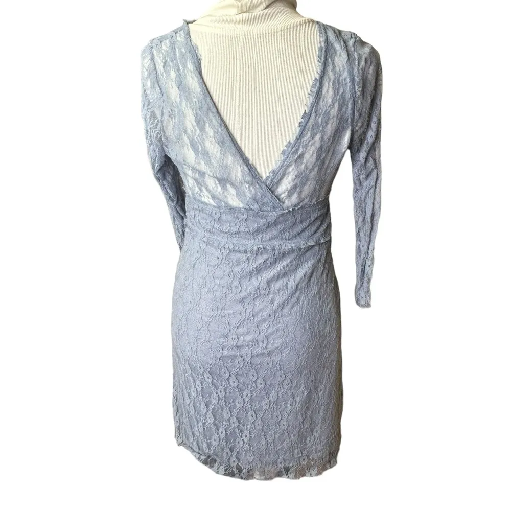 Free people when in Rome slip Dress Deep V Neck Sheer Long Sleeve Lined Soft Med - Image 5