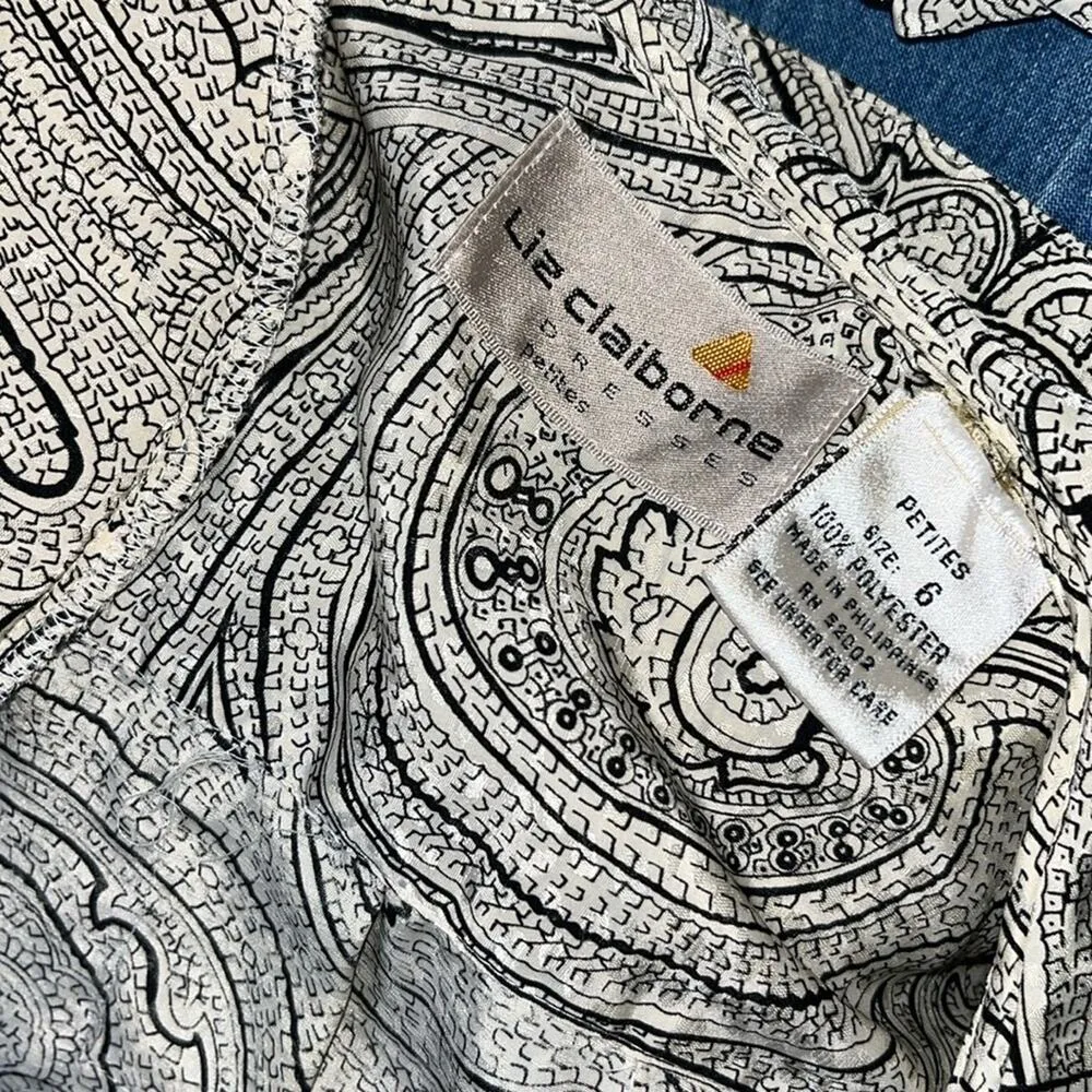 Vintage Liz Claiborne Paisley Geometric Shirt Dress Belt - Image 5