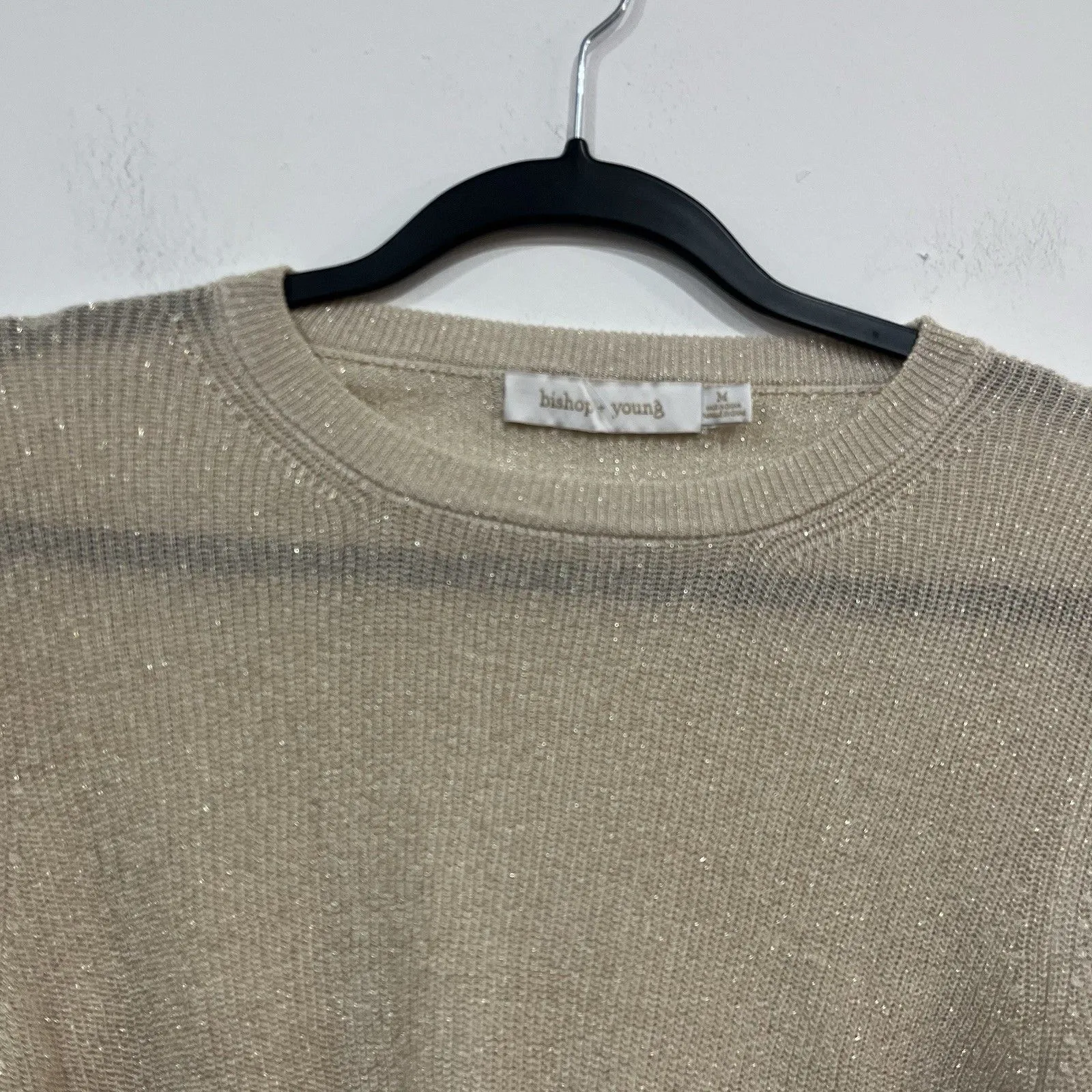 NWT Anthropologie Bishop + Young Gold Twist Front Sweater Knit Top Size Medium - Image 2