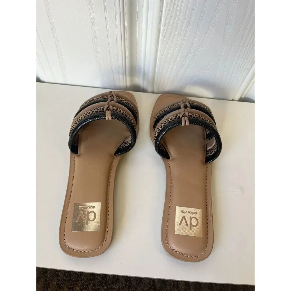 DV Dolce Vita Women's Junyper Flat Slide Sandal CD4 Cheetah Size US 6.5 Shoes Black - Image 8