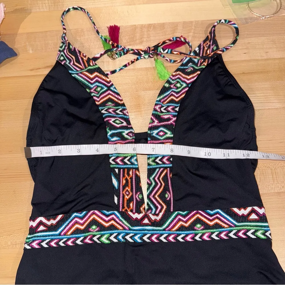 La Blanca La Azteca One-Piece Swimsuit with Colorful Trim Black Size 4 - Image 6