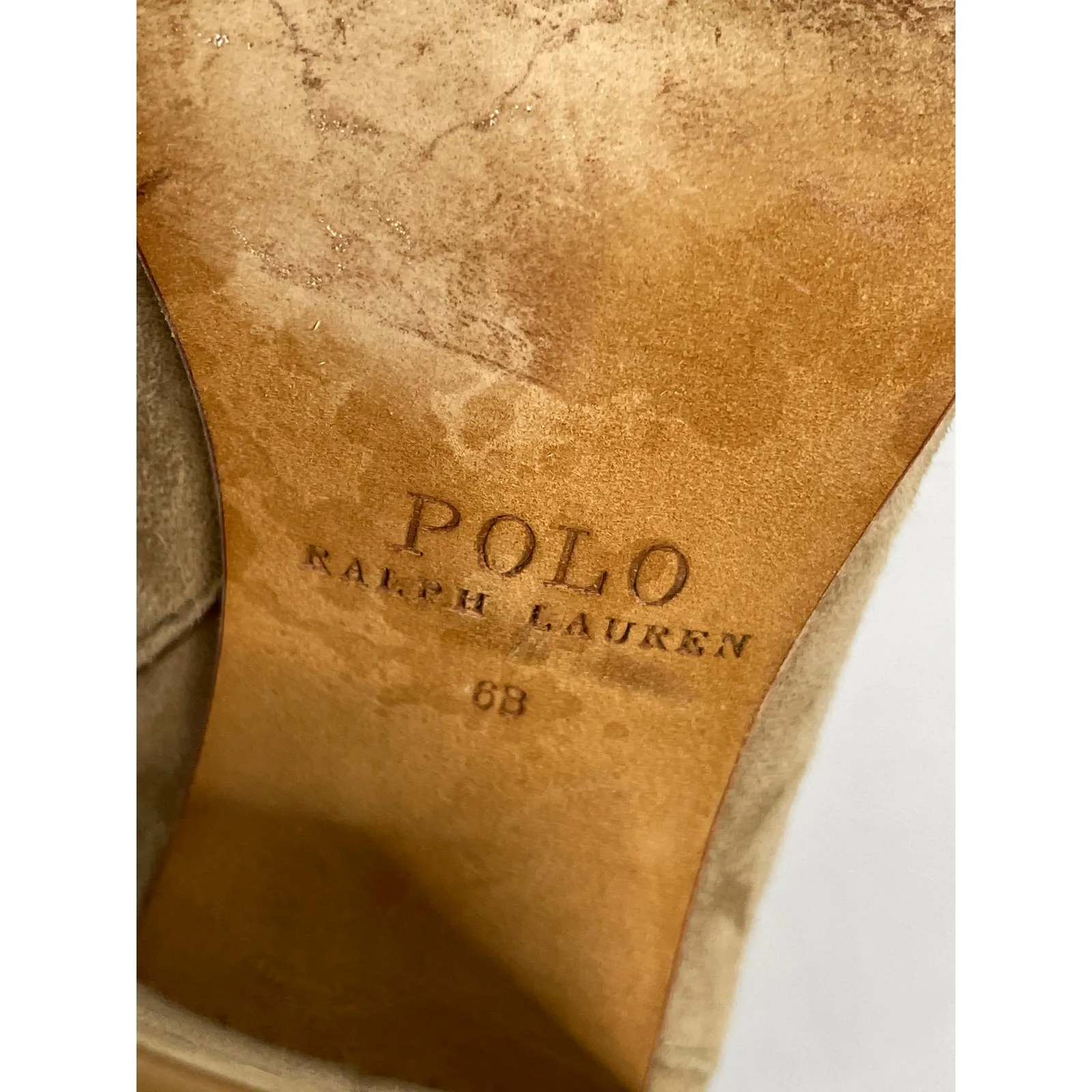 Polo Ralph Lauren Rare Suede Button Ankle Boots Camel Tan 6B Heel Western Luxe - Image 4