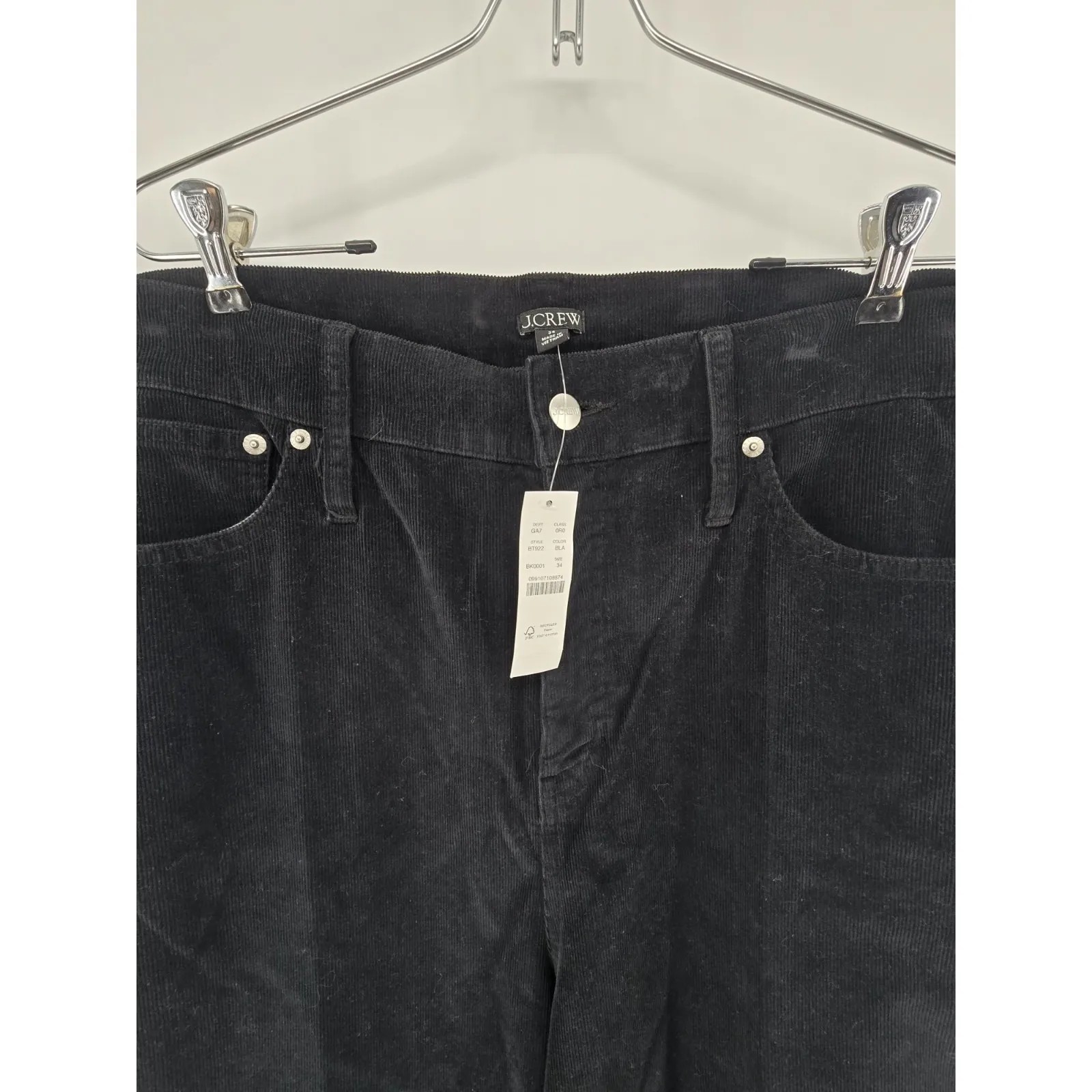 J.Crew Black Corduroy Wide Leg Pants 34 Plus Size 90s Vintage High Rise Boho - Image 3