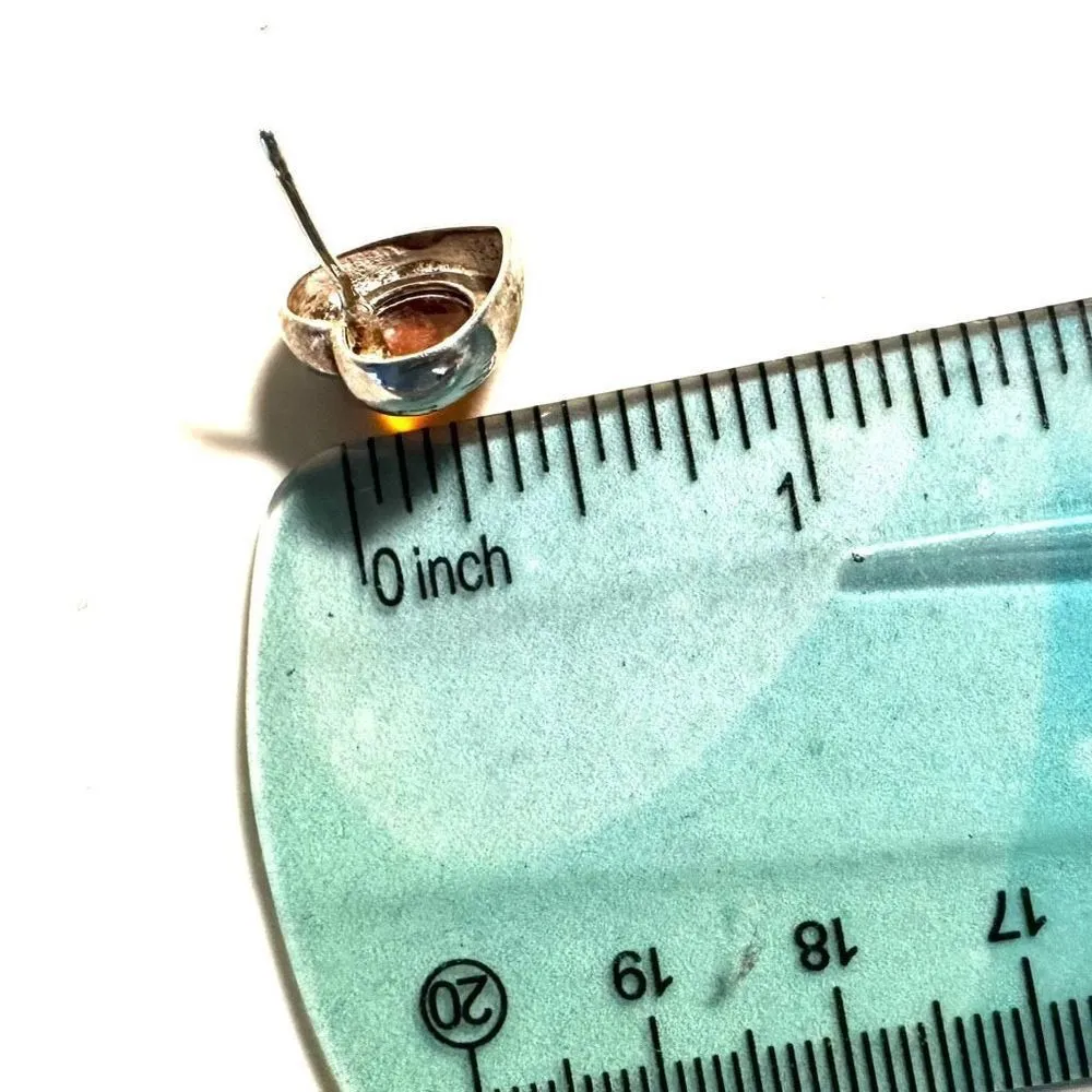 Baltic amber sterling silver vintage heart post earrings - Image 8