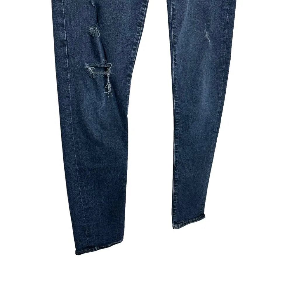 AGOLDE Lara Skinny Mid to Dark Wash Low Rise Distressed Ripped Jeans Size 27 - Image 9