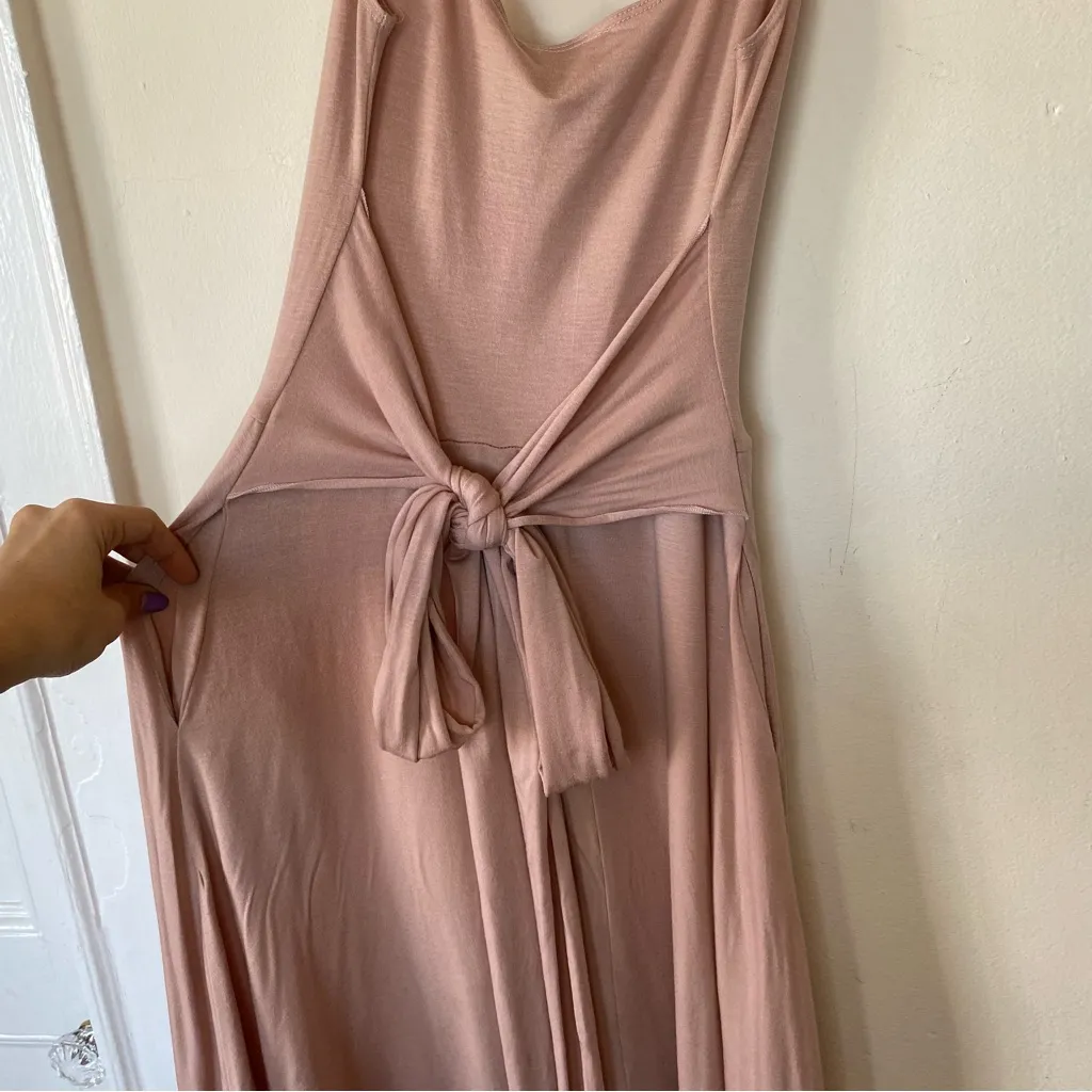 REFORMATION Jeans Mary Tencel Midi Tank Dress Fabric Belt Blush Pink Sz Small - Image 8