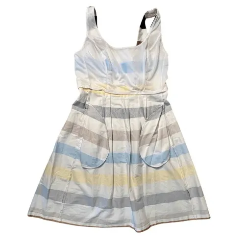 Nine West Shanti Blue‎ Multi Striped Sleeveless Dress 6 Colorful Cottage NWT - Image 9