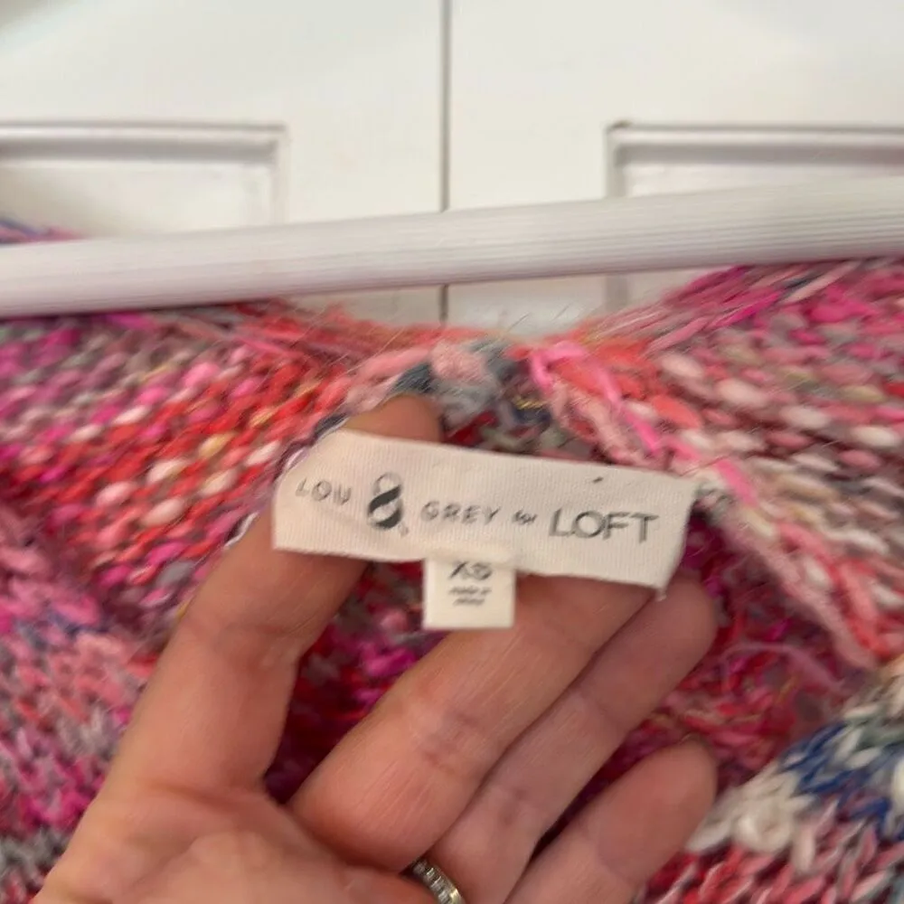 Lou & Grey Loft pink multi knit wool blend sweater xs - Image 4