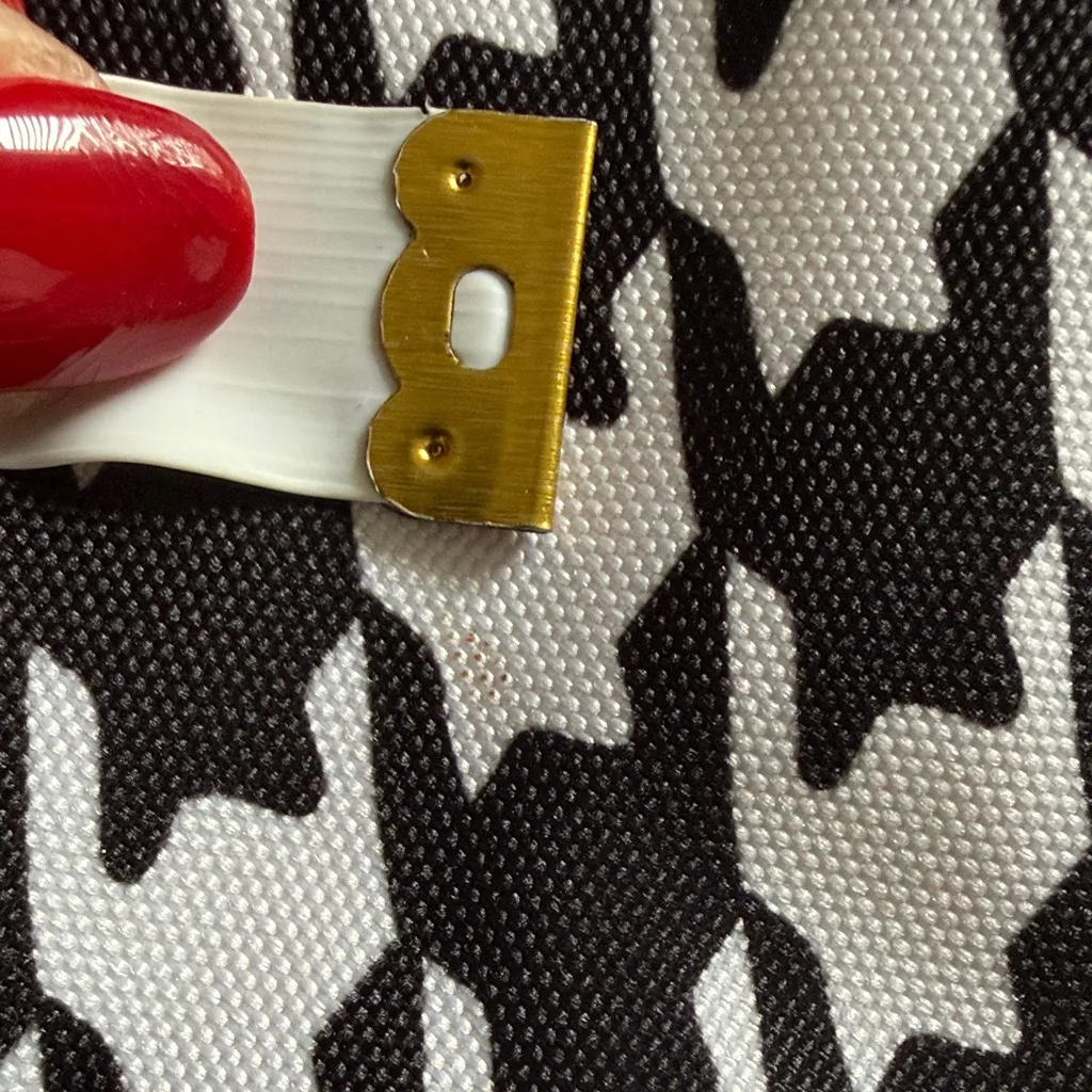 Vera Bradley Tote Bag in the "Midnight Houndstooth" pattern with yellow straps - Image 10