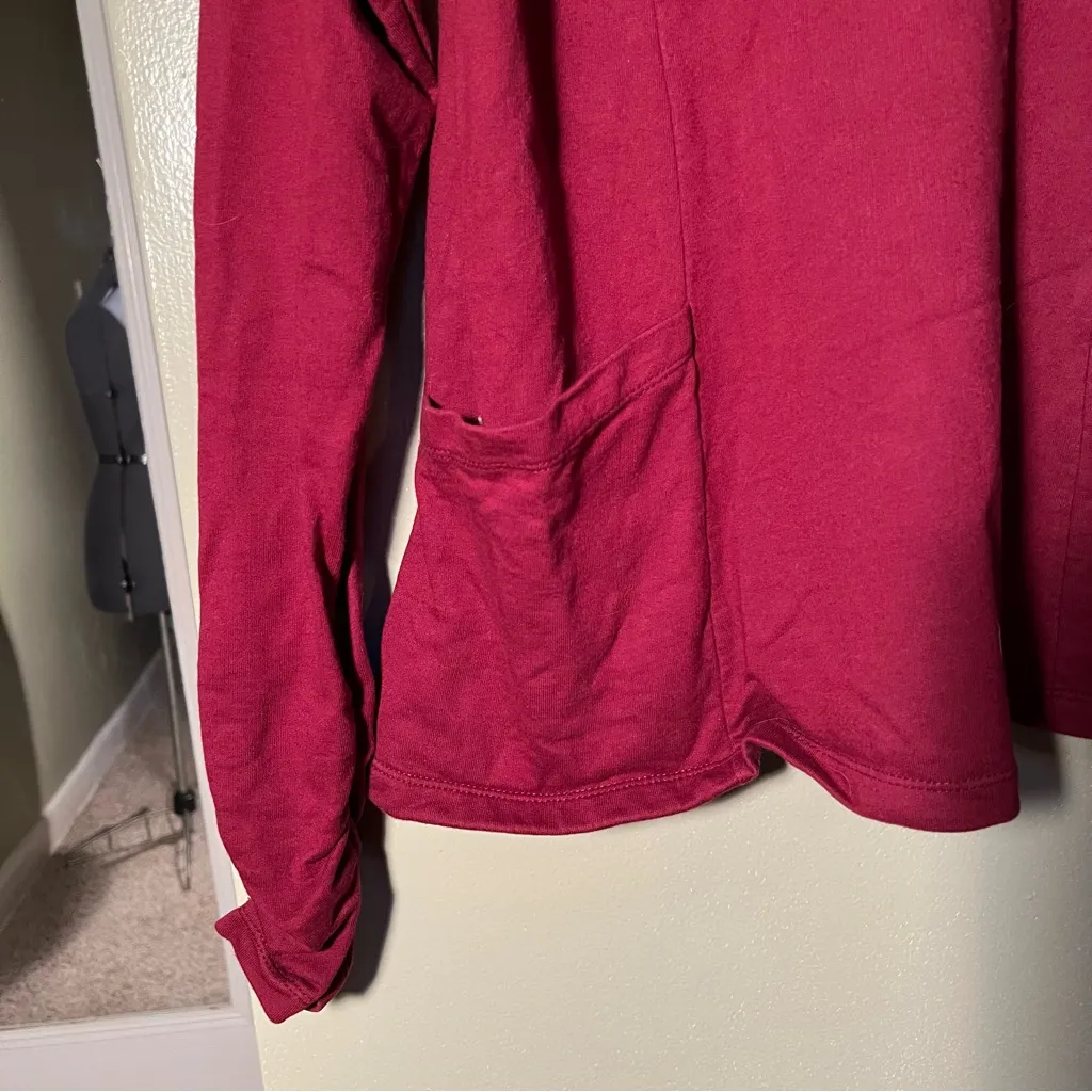 Flutter Squeak Thick Knit Sweatshirt Top Cherry Red Pockets M Size M - Image 4