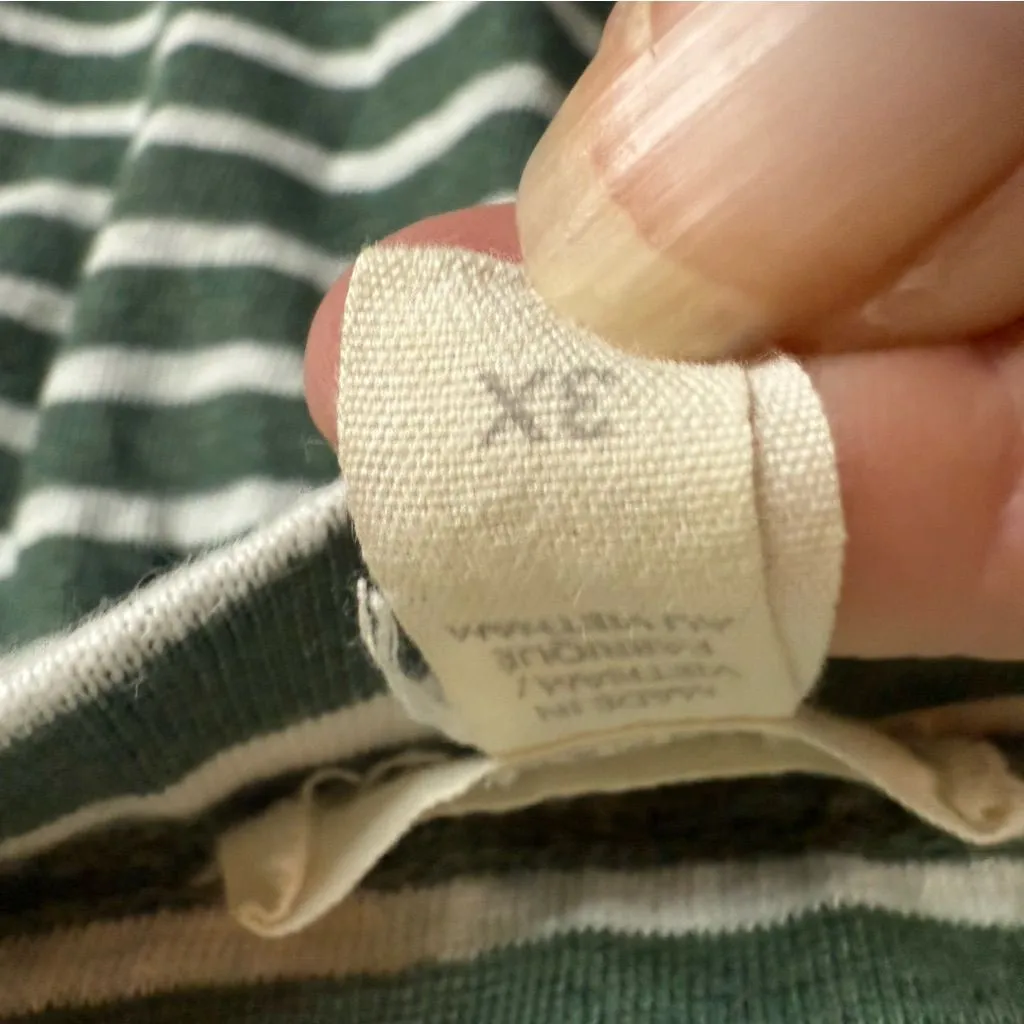 EILEEN‎ FISHER Skirt 3X Organic Linen Jersey Striped Midi Straight Pull On Green - Image 5