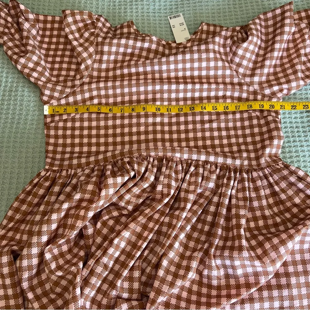 NWT Urban Outfitters Daisy Street Skater Dress Womens Medium Brown Pink Gingham - Image 7