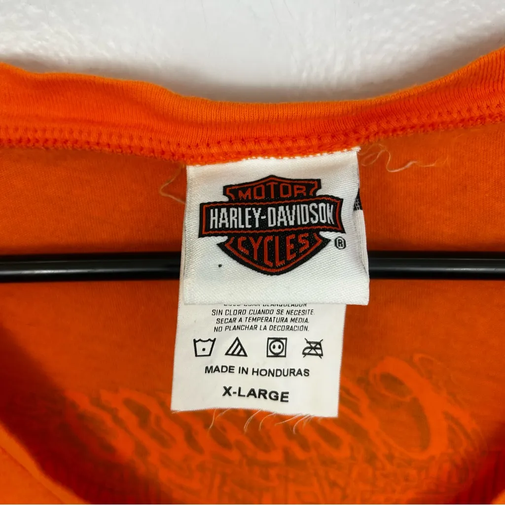 Women's Vintage Harley Davidson Orange Chicago Biker V - Image 6