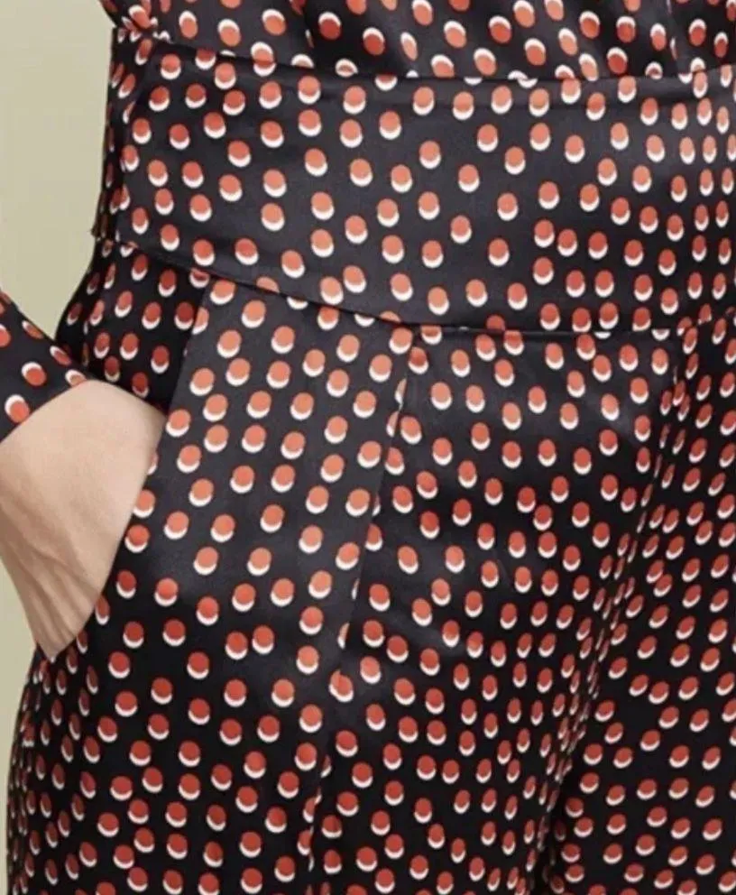 L’agence Adrienne Silk Pants Size Relaxed Fit Black Red Polka Dots $365 - Image 2