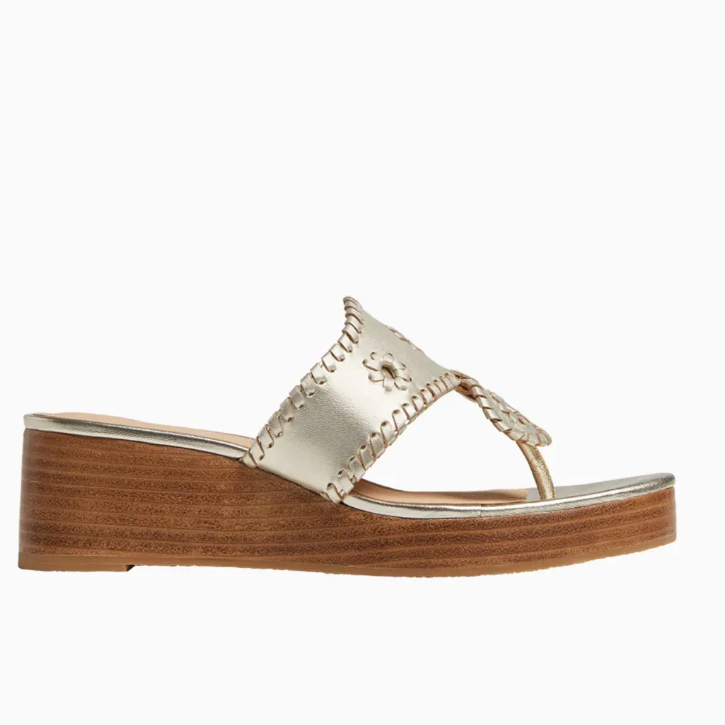 Jack Rogers Jacks Stacked Mid Wedge 10 Platinum‎ Sandals - Image 2