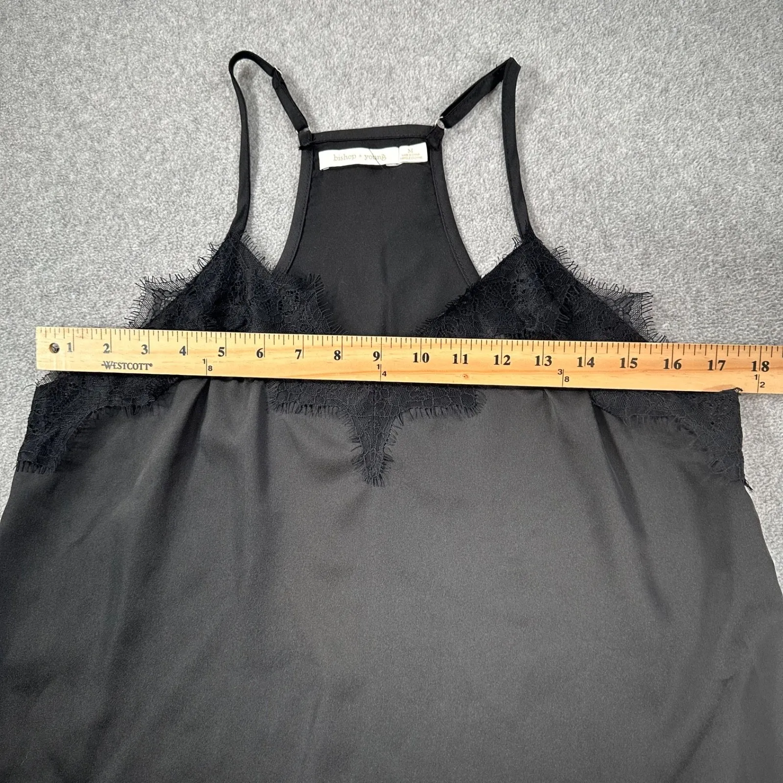Bishop + Young Lace Trim Cami Top Women's Medium Black Racerback Adjustable - Image 5