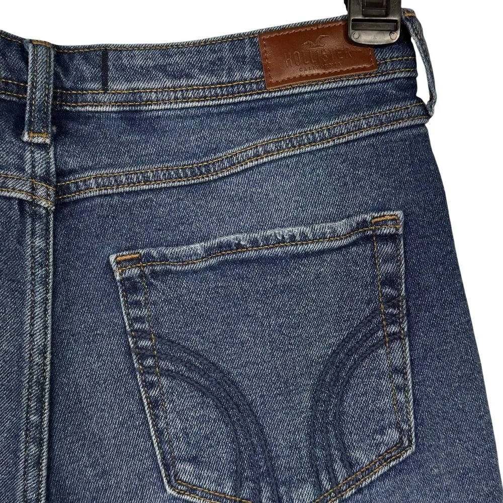 Hollister JRS SZ 9 High-Rise Boyfriend Jean Shorts Button-Fly Distressed Frayed - Image 6