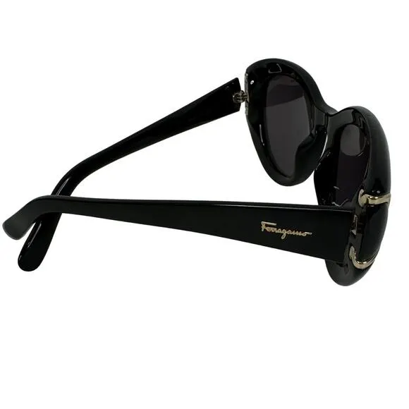 Salvatore Ferragamo SF818S 001 54 21 Classic Black/ Gold Oversized Sunglasses - Image 5