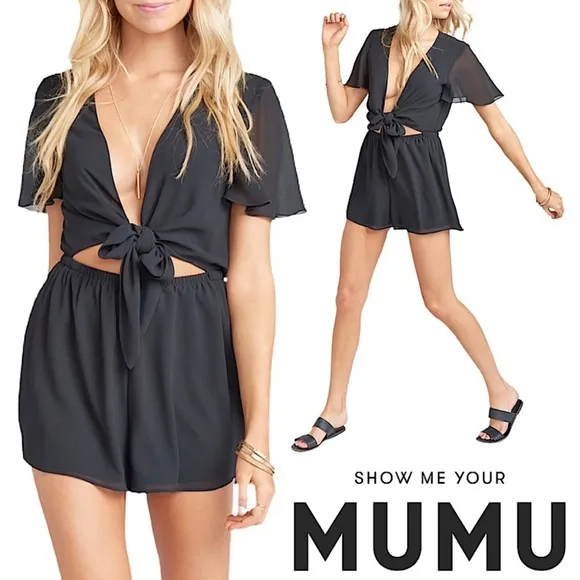 Show Me Your Mumu Black Tie-Front Romper - Image 2