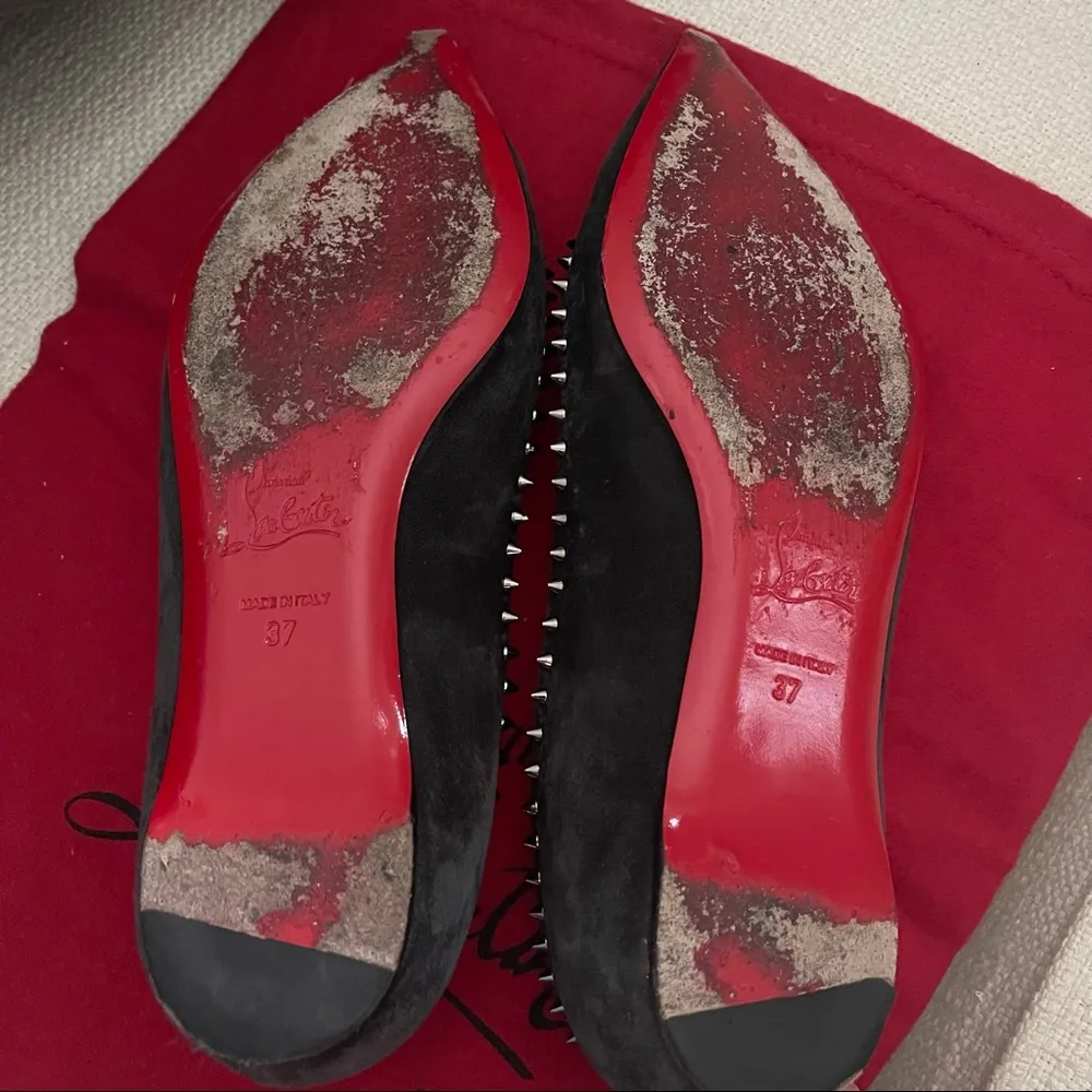 Christian Louboutin Anjalina Flats Studded Black Suede with Dustbag - Image 4