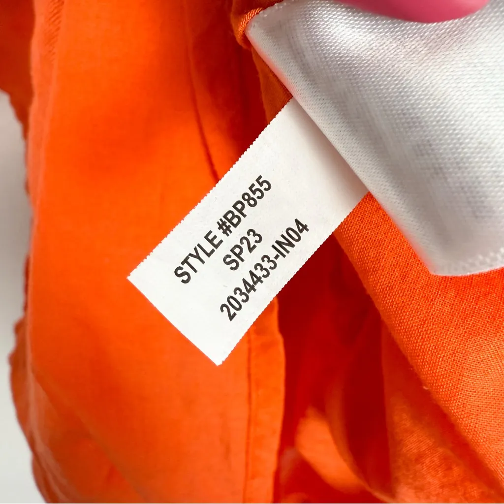 J. Crew Palermo Linen‎ Smocked Waist Mini Dress Long Sleeve Orange Size Small - Image 11
