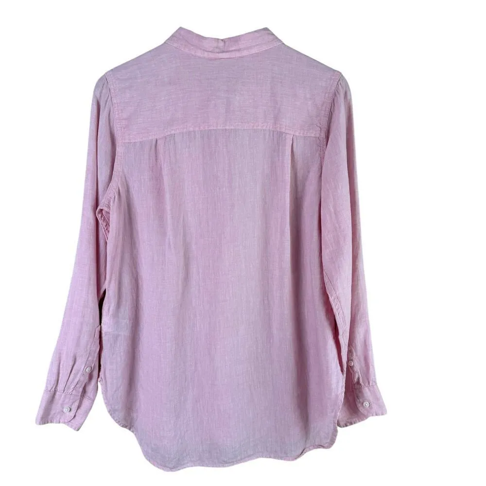 L.L.Bean 100% Linen Button Up Shirt in Pink, Size Medium‎ - Image 10