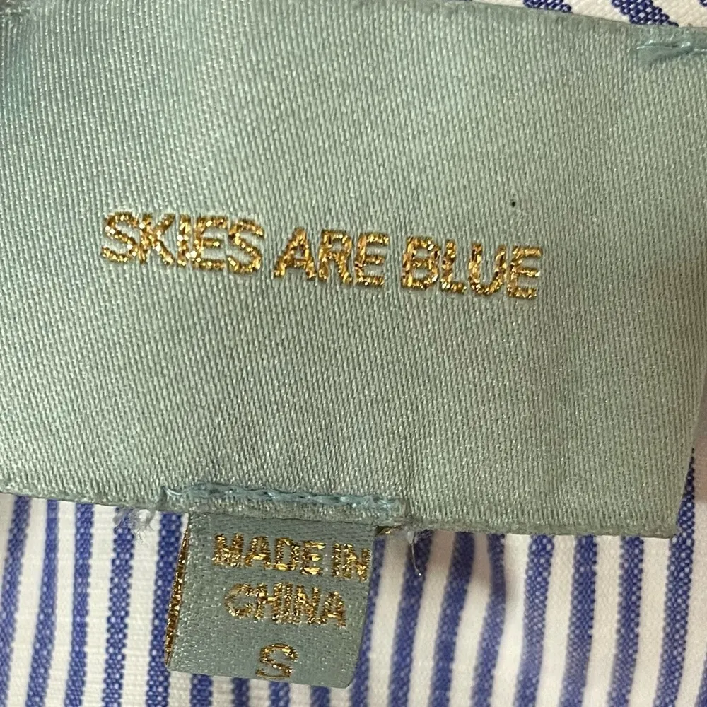 Anthropologie Skies Are Blue Striped Floral Embroidered Dress Women’s Sz S - Image 4