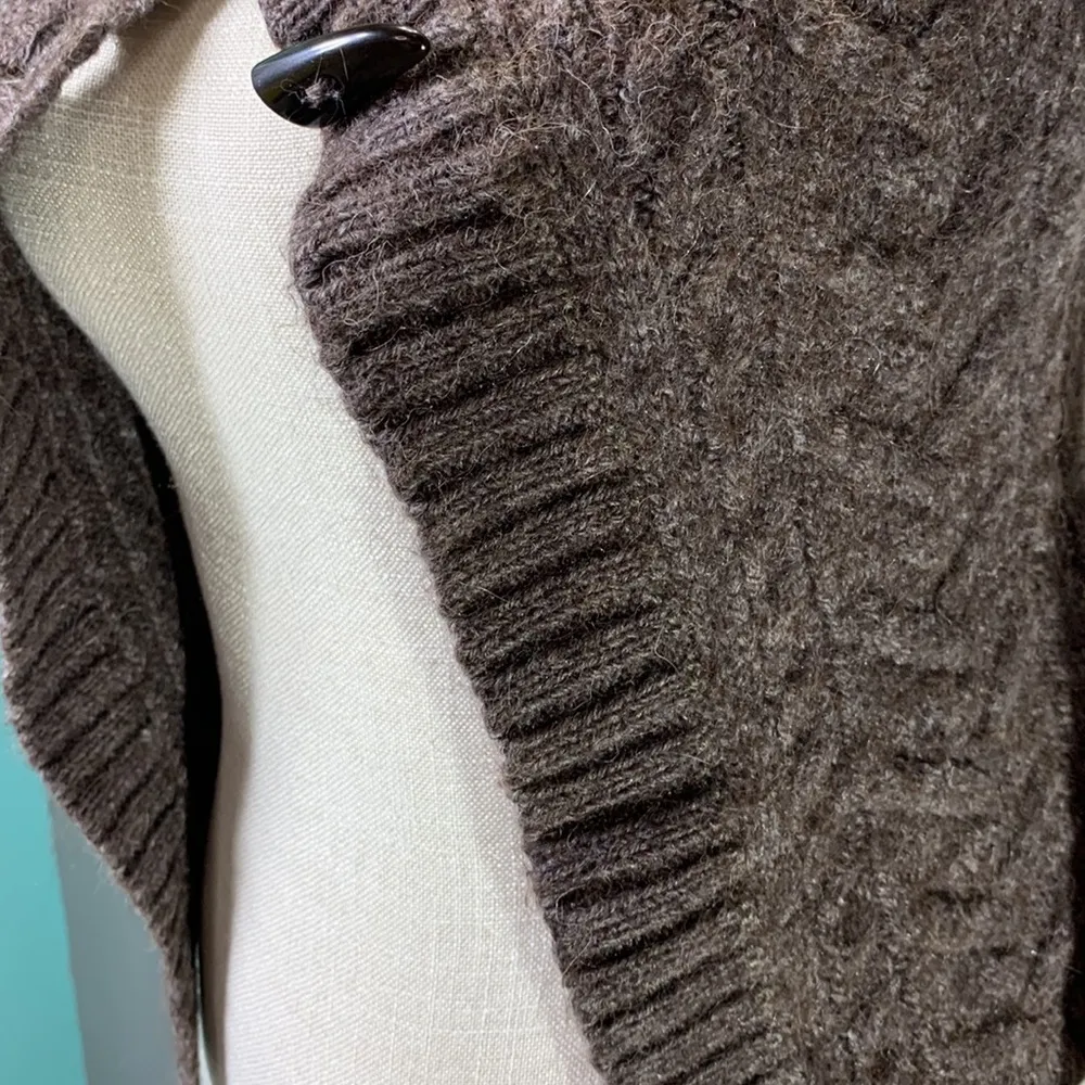 Alpaca Wool Blend Brown Cardigan Size X Small - Image 3