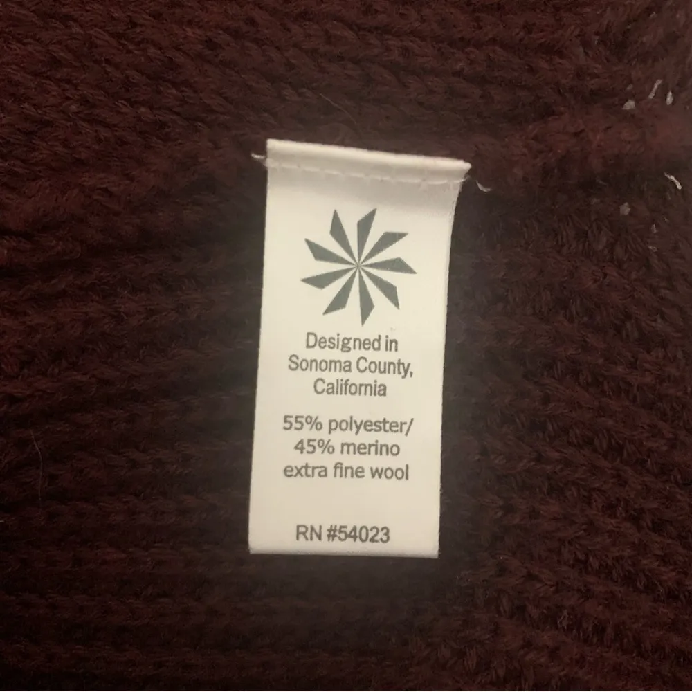 Burgundy Merino Wool Blend Crew Neck Hi-Low Slit Hem Sweater Size XS - Image 13