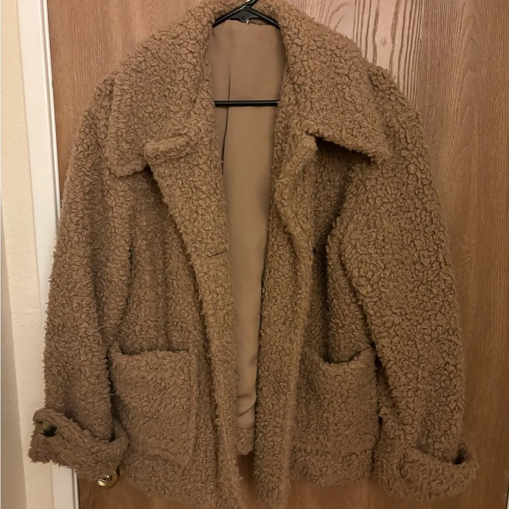 fall brown Sherpa coat - Image 4