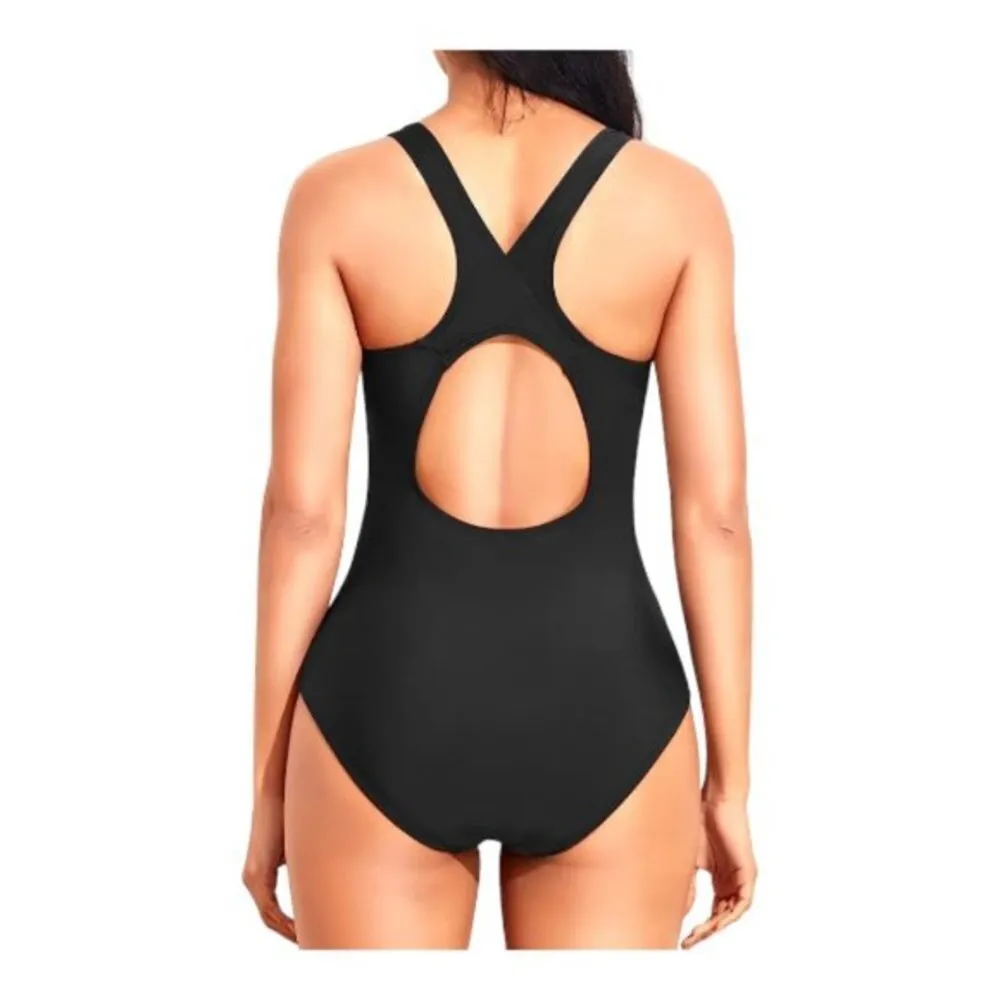 Black Swimsuit Athletic SWIM Training Modest Swimwear Size Padded Size XL #2284 - Image 2