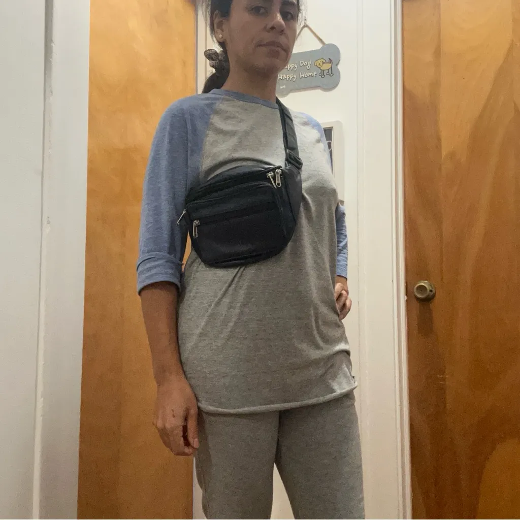 Unisex Blue Leather Waist Bag fanny pack - Image 5