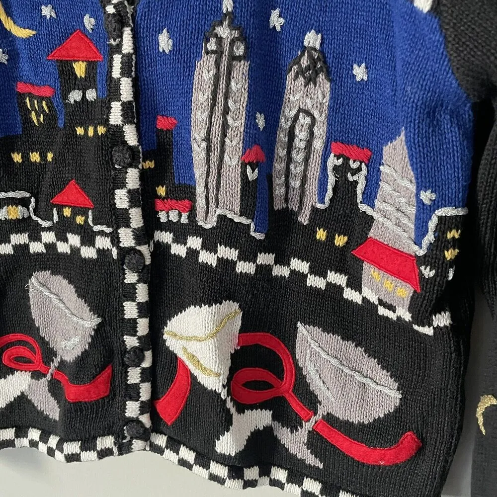 Vintage Size S Black New Years Jacket Happy New Year Art to Wear Sweater - Image 6