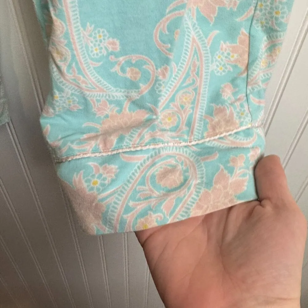 Soft Surroundings Pink Blue Paisley Pajama Lounge Pants Pockets XS Q13 - Image 5