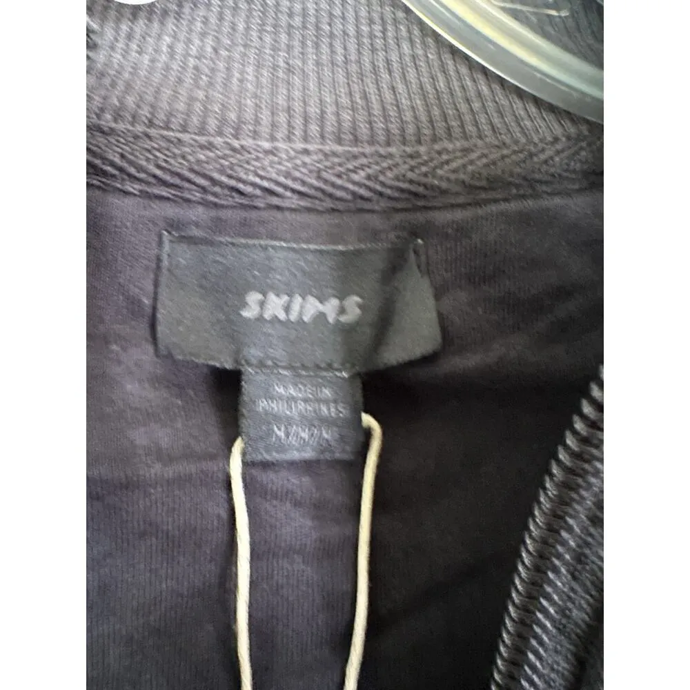 Skims NWT Boyfriend Fleece Lounge Jacket, Black Size Medium - Image 7